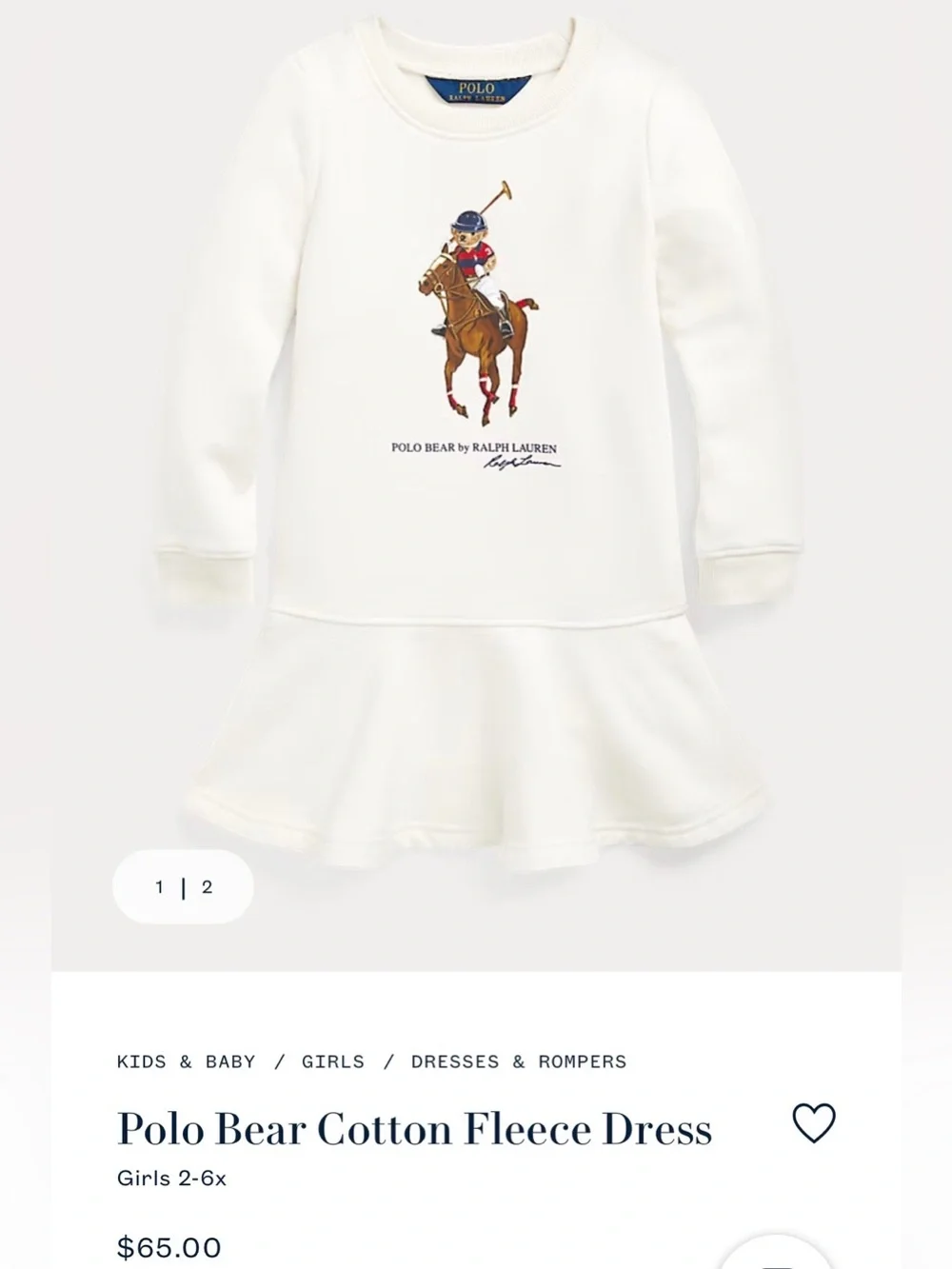 Ralph Lauren Cotton Fleece Dress (Girls 3T)